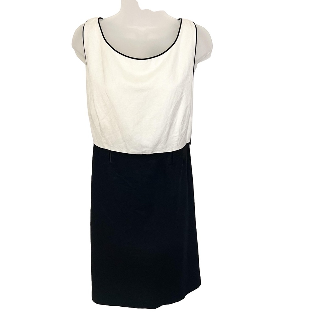 New Kim Rogers Linen Blend Dress White Black Pink Waist Tie Belt 18 Sleeveless - Picture 2 of 8